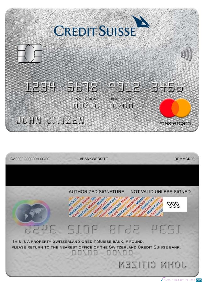 Download Switzerland Credit Suisse bank mastercard Photoshop template